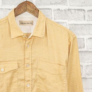 Libertine Men's Linen yellow Button up Shirt 2 pockets Medium